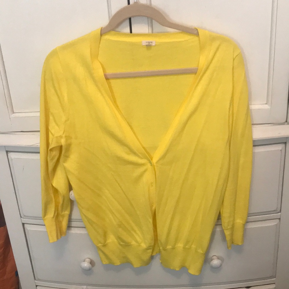J Crew yellow cardigan